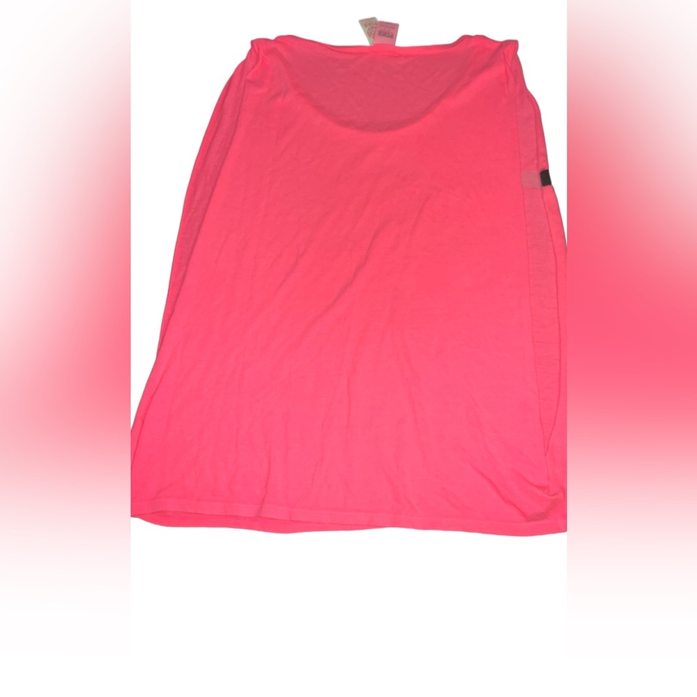 PINK BY VS HOT PINK & BLACK MUSCLE SHIRT OPEN SIDES SZ M OVERSIZED - Picture 2 of 3